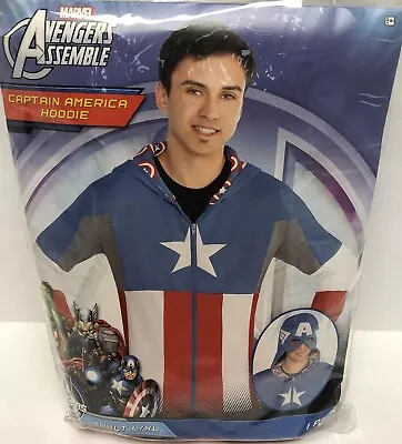 Captain America Hoodie Avengers Assemble Fancy Dress Up Halloween Adult Costume • $50.95