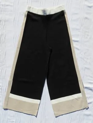 $99.99 • Buy NEW $219 JOSEPH RIBKOFF M Black Color Block Sweater Knit Cropped Wide Leg Pants