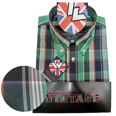 Warrior UK England Button Down Shirt KEVIN Slim-Fit Skinhead Mod Retro S / 3XL • £34.90