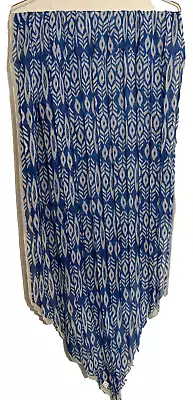 Scarf Wrap Shawl Pleated Abstract Fashion Print Blue White 76x28  • $12.99