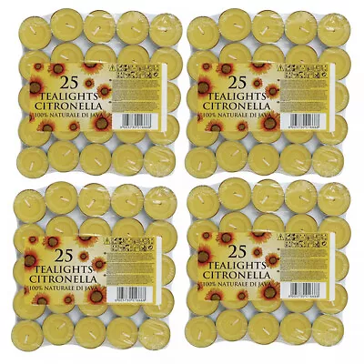 100 X Citronella Tealight Candles Mosquito Fly Insect Repeller • £11.57