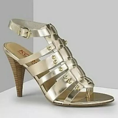 Michael Kors Metallic Strappy Studded Gladiator Ankle Strap Sandal Size 7 • $45