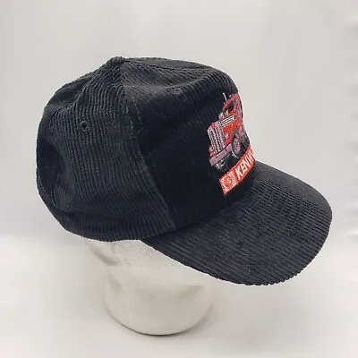 Vintage 80’s Kenworth Black Embroidered Corduroy Trucker Snapback Hat Cap OSFA  • $25