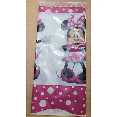 New Amscan Disney Minnie Mouse Plastic Table Cover Party Pink White Dots 54x96 • $5.95