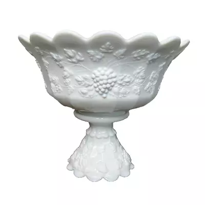 Westmoreland Milk Glass Paneled Grape Punch Bowl Set Stand • $149.99
