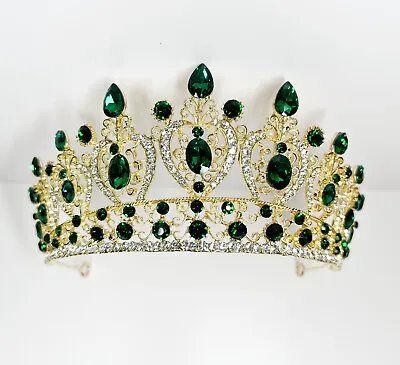 Vintage Emerald Crystal Rhinestone Bridal Wedding Prom Pageant BirthdayGift • $29.99