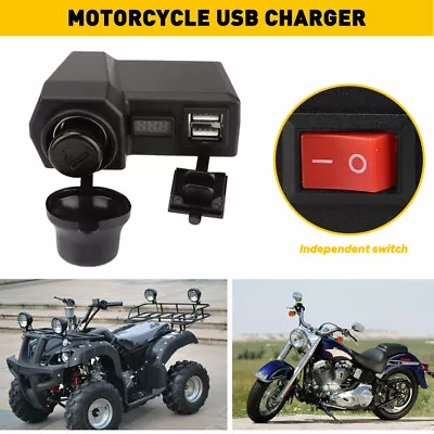 Dual Port USB Charger Socket Power Outlet Adapter Plug Waterproof For Motorcycle • $15.99