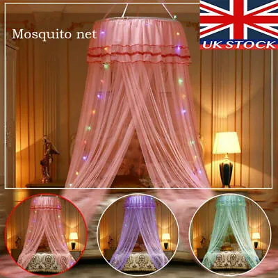 Kids Baby Bed Canopy Bedcover Mosquito Net Curtain Bedding Dome Tent LED Light • £10.99