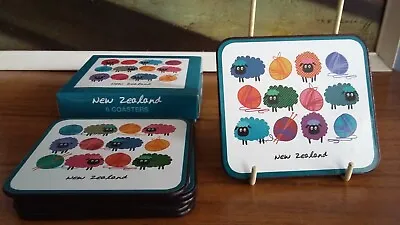 Set Of 6 New Zealand Coasters With Sheep/Wool Pattern BNIB • £5