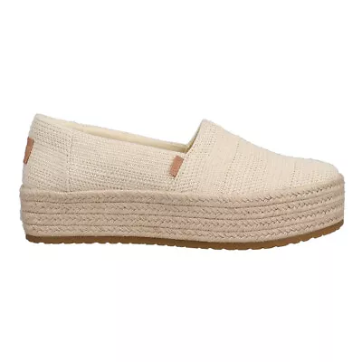 TOMS Valencia Linen Slip On Platform Espadrille  Womens Beige Flats Casual 10020 • $78.99