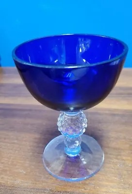 Depression Morgantown Golf Ball Cobalt Blue Liquor Cocktail Glass 4-1/8  Tall • $10