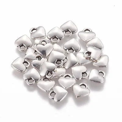 30 X Tibetan Silver Plated 3D Puffy Heart Charms Pendant Jewellery Making 8mm • £2.50