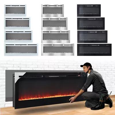 2023 Electric Wall Mounted LED Fireplace 12 Color Wall Inset Into Fire 40 50 60  • £239.99