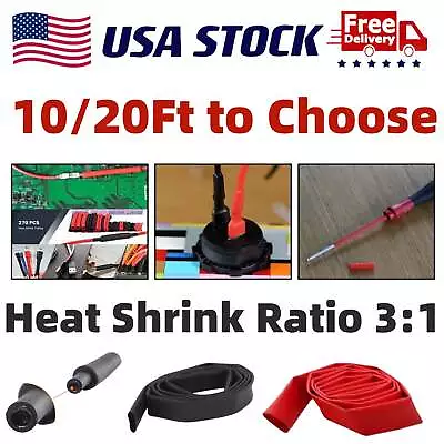 Heat Shrink Tubing-3:1 Marine Grade Black+Red Wire Insulation Cable Sleeves • $11.79