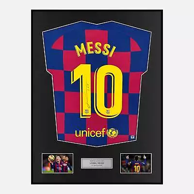 Framed Lionel Messi Signed Barcelona Shirt 2019-20 Home [Modern] • £989.99