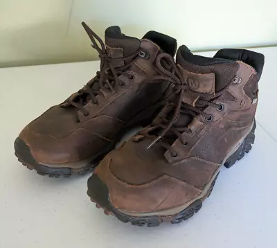 Merrell Dark Earth Size 8.5 Mens Mid Brown Vibram Hiking Boots • $34.99