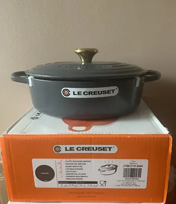 Le Creuset Signature Cast Iron 27cm Oval Casserole - Graphite Gold Knob  (New) • £275