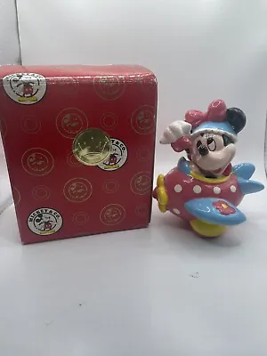 Disney Enesco Minnie Mouse  Flying Pink Plane Figurine CIB Mickey & Co. • $15