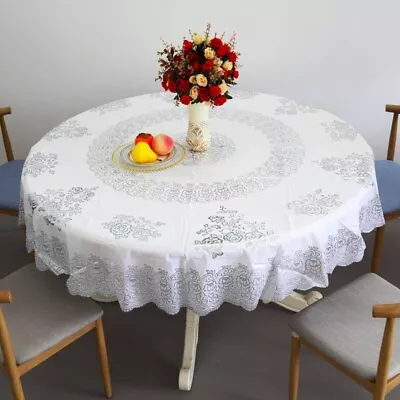 PVC Round Table Cloth Lace Tablecloth Waterproof Table Linen Dining Table Cloth • $58.22