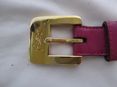 $80 • Buy Womens Pink Yves YSL Belt GUC Gold Buckle Belt