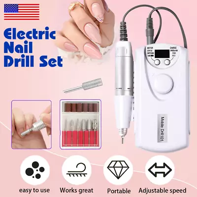 New Electric 45000RPM Nail Drill Machine Rechargeable Manicure Nail File US SELL • $24.99