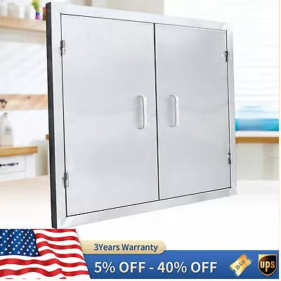 Stainless Steel Access Door Outdoor Kitchen BBQ Double Door Cabinet Wall Hanging • $63.64