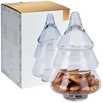 £12.49 • Buy 800ml Glass Storage Jar Christmas Tree Shaped Cookie Container Sweet Storage