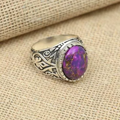 Lovely Purple Copper Turquoise Ring 925 Sterling Silver Men's Ring All Size R238 • $18.69