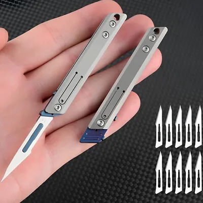 Titanium Pocket Utility Folding Knife Scalpel Blade Paper Cutter Keychain EDC • $15.44