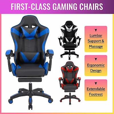 Ergonomic Computer Game Gaming Chair Recliner W/ Massage Office Chair Study • $85.99