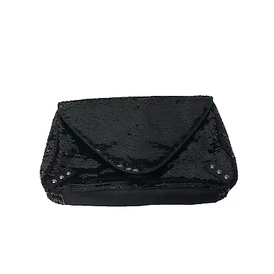 R & EM Black Sequined Clutch EUC 7.75in X 11.5in • $12.99