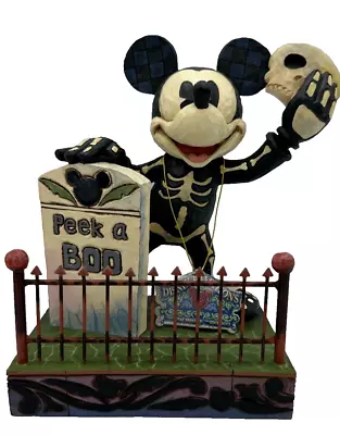 Jim Shore Disney Traditions Peek-a-Boo Mickey Halloween Glow In Dark Skeleton • $59.99