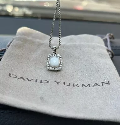 David Yurman 925 Silver 7mm Albion Pendant & White Agate  & Diamond 18 Necklace • $189