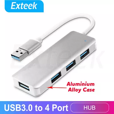 Multi USB 3.0 Hub 4 Port High Speed Slim Compact Expansion Smart Splitter Alloy • $16.95