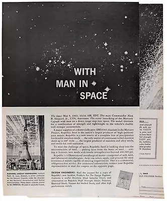 Mercury Capsule Republic Steel  With Man In Space  1961 Business Week Ad ~16x11  • $16.95