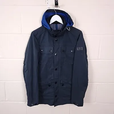 MARC O POLO Jacket Mens S Small Hooded Field Coat Military Cotton Utility Navy • £24.90
