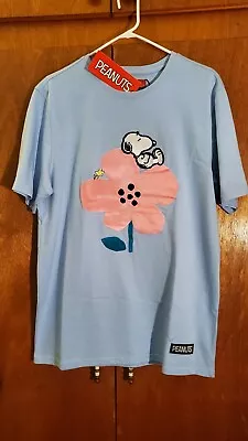 Peanuts Snoopy Lying On Pink Flower T Shirt Men's XL Apparel Co. NWT - READ ! • $29.99