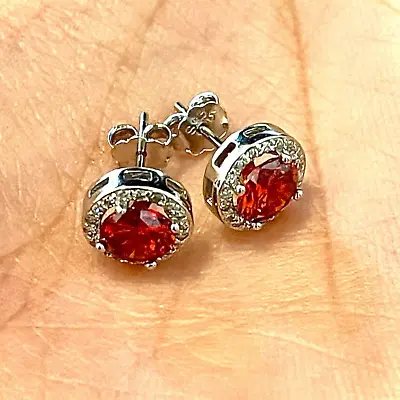 Ruby Earrings Sterling Silver 925 Stud Earrings For Women Created Free Shipping • $14.38