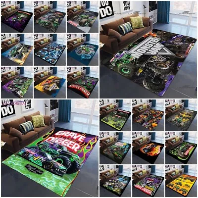 Monster Jam Truck 3D Floor Rug Bedroom Decor Carpet Anti-Slip Doormat Floor Mats • £22.79