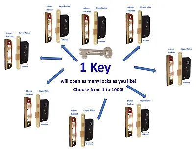 Internal Door Lock 3 Lever Mortice Sashlock 64mm Keyed Alike E Brass 1-50 Locks • £14.95