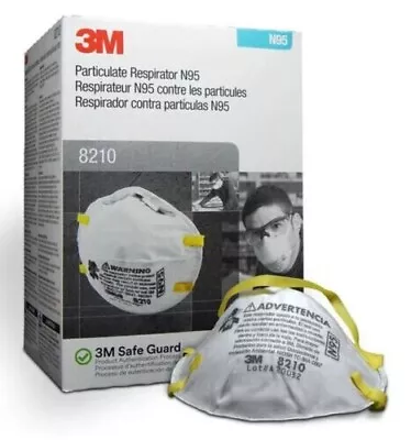 20 PACK 3M 8210 N95 NIOSH Approved Particulate Respirators BOX OF 20 BEST PRICE! • $14.25