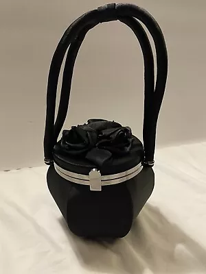 Moni Couture Clutch Black Satin Snap Lock With Handle • $24.24