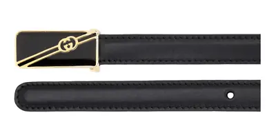 $580.79 • Buy Gucci 15MM W/Enamel Iconic Cult Belt Gold Logo Buckle Leather Belt 80