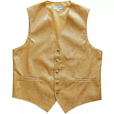 New Polyester Men's Tuxedo Vest Waistcoat Only Paisley Pattern Gold Prom Formal • $20.28