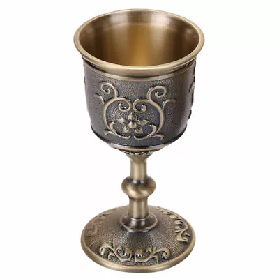 Antique Wine Cup Metal Vintage Goblet Metal Liquor Embossed Wine Cup • $12.21