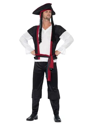 Black Aye Aye Pirate Captain Mens Male Adult Halloween Costume Fancy Dress Party • £22.95