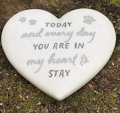 Dog Cat Memorial Grave Marker Decoration Pet Loss Gift Heart Shape Marble Effect • £14.95