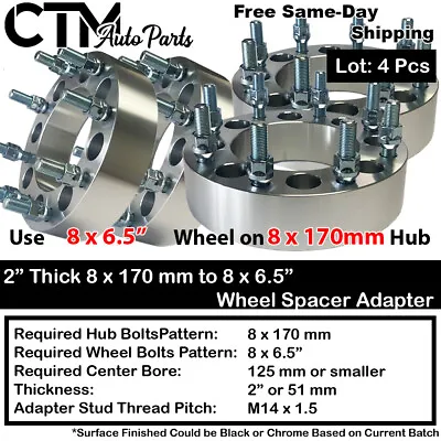 4x 2  Thick 8x170 To 8x6.5  Wheel Adapter Spacer Put 8x6.5  Wheel On Ford Truck • $128.79