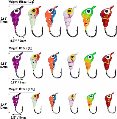 18Pcs Ice Fishing Jigs Fishing Lures Fishing Tackle Kit Crappie Panfish Jigs • $6.03