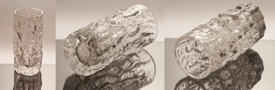 £59.99 • Buy Whitefriars FLC Flint Clear Textured Glass 6 Inch Bark Vase Geoffrey Baxter